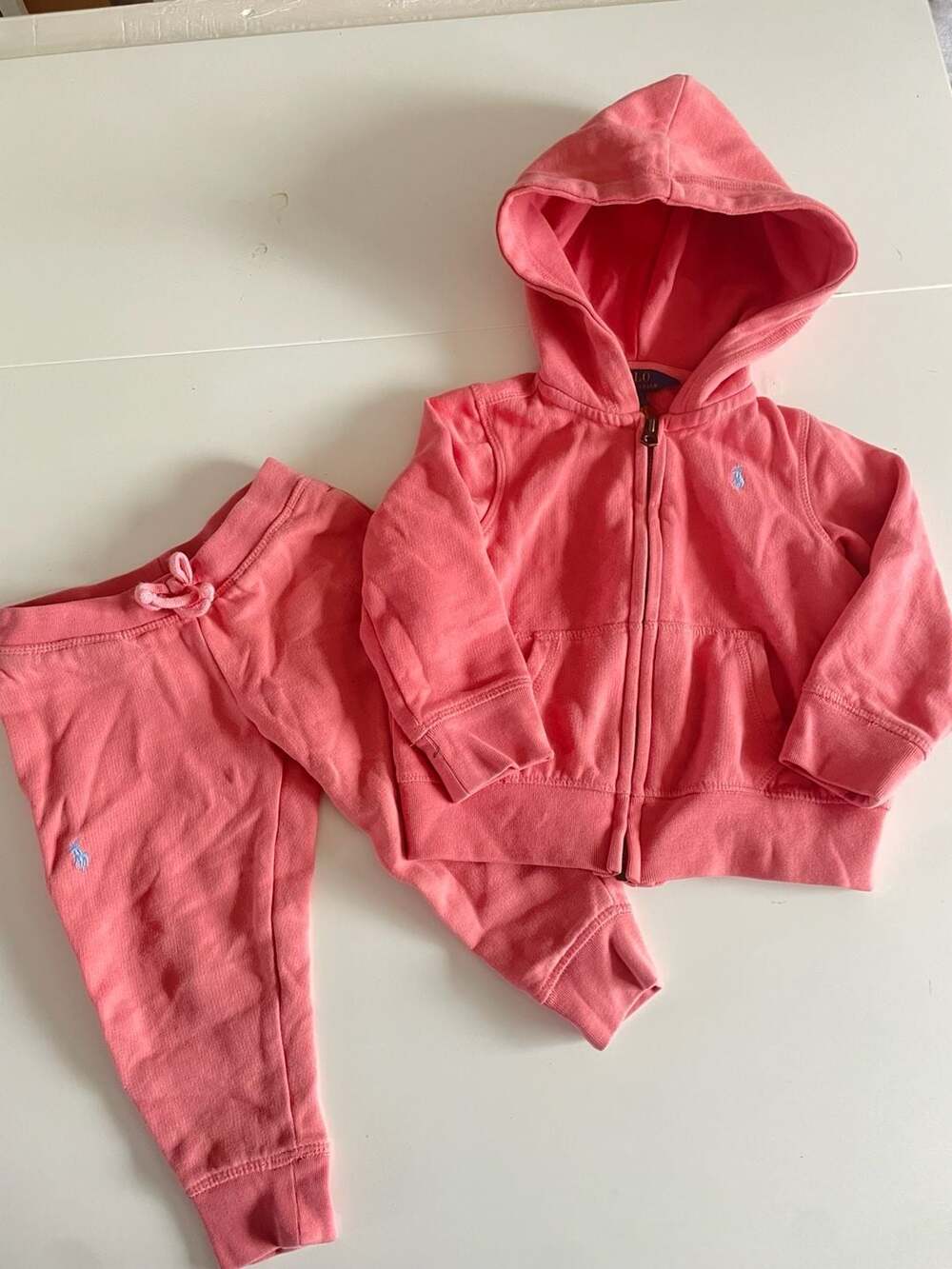 Polo Ralph Lauren Fleece Hoodie And Jogger Set Size 2/2T Pink